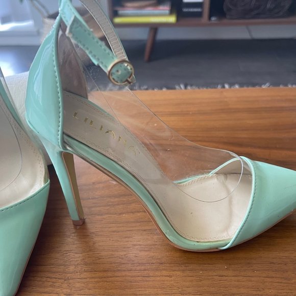 Mint/Clear stilleto heels - 4.5 inches - Picture 4 of 6